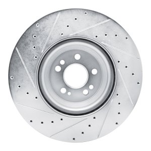 Mercedes-Benz GLE350 Brake Rotor (1) - Front Right - R1 Concepts - Drilled & Slotted - Silver - `20-`25